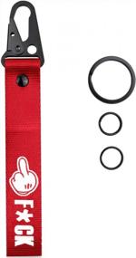 img 4 attached to Red FUK Car Motorcycle Keychain Jet Tag EDC Clip JDM Wrist Lanyard Tags Keychain