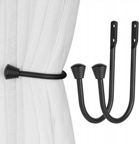 img 4 attached to Black Decorative Curtain Holdbacks - 2 Pack Kirecoo Drapery Holdbacks With Screws, Curtain Tiebacks For Drapes And Wall, Stylish Curtain Hooks For Pulling Drapes Back
