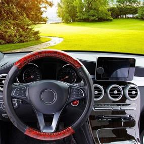 img 3 attached to YOGURTCK Microfiber Leather Wood Grain Steering Wheel Cover