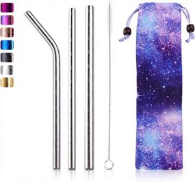 img 4 attached to Premium Stainless Steel Straw Set - Wide Smoothie & Boba Straws With Cleaner Brush & Pouch - Ultimate Eco-Friendly Gift For Women & Men