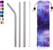 premium stainless steel straw set - wide smoothie & boba straws with cleaner brush & pouch - ultimate eco-friendly gift for women & men logo