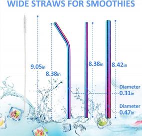 img 3 attached to Premium Stainless Steel Straw Set - Wide Smoothie & Boba Straws With Cleaner Brush & Pouch - Ultimate Eco-Friendly Gift For Women & Men