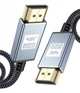 кабель sweguard hdmi 10 футов [4k@60hz, 1080p@144hz], 4k hdmi 2.0 кабель высокоскоростной 18gbps позолоченный нейлоновый плетеный поддержка hdr, hdcp 2.2, 2160p, 3d, arc для roku tv ps5 ps4 xbox hdtv blu-ray &amp; monitor-grey логотип