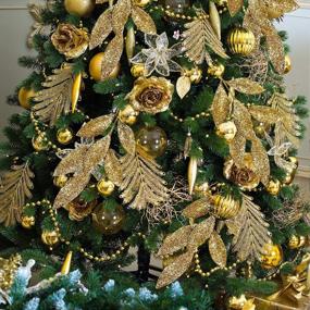 img 2 attached to Добавьте блеска своему праздничному украшению с помощью 40 сияющих золотых искусственных листьев - идеально подходит для Рождества, свадеб и многого другого!