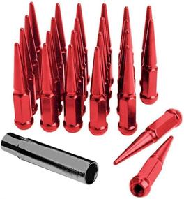 img 4 attached to 🔴 Enhance Your Vehicle's Look with 24pcs Red Spike Lug Nuts 12x1.5 and a Bonus Socket Key