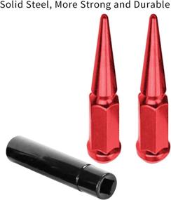 img 2 attached to 🔴 Enhance Your Vehicle's Look with 24pcs Red Spike Lug Nuts 12x1.5 and a Bonus Socket Key