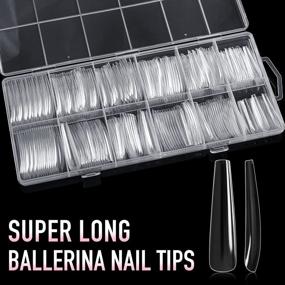 img 3 attached to XXL Ballerina Nail Tips - 240Pcs Clear Artificial Full Nails For Women (Clear#02)