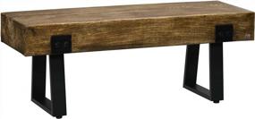 img 4 attached to Rustic Garden Bench With Metal Legs - Perfect For Indoor And Outdoor Use!