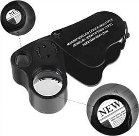 img 2 attached to Discover The Details: JARLINK 2 Pack 30X 60X Illuminated Jewelers Eye Loupe Magnifier With LED Light For Gems, Coins, Stamps And More