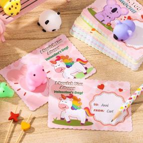 img 2 attached to 💌 36-Pack Valentine's Day Cards for Kids with 36 PCS Mochi Squishy Toys for Squeezing and 9 Different Designs - Classroom Exchange Party Favors