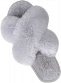 img 4 attached to Fuzzy And Fluffy Women'S Cross Band Slippers - Soft, Warm And Cozy House Shoes For Winter Indoor-Outdoor Use