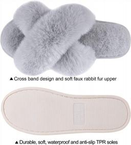 img 3 attached to Fuzzy And Fluffy Women'S Cross Band Slippers - Soft, Warm And Cozy House Shoes For Winter Indoor-Outdoor Use