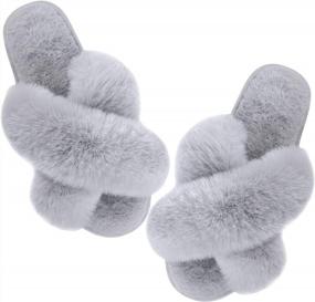 img 2 attached to Fuzzy And Fluffy Women'S Cross Band Slippers - Soft, Warm And Cozy House Shoes For Winter Indoor-Outdoor Use