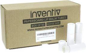 img 1 attached to Inventiv Recyclable Lip Balm Tubes - 50 Pack 0.3 Oz Cardboard Chapstick Containers, Matte White Kraft Paper