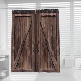 img 2 attached to Add Vintage Charm To Your Bathroom Décor With NYMB Old Barn Door Shower Curtain - Rustic American Style Waterproof Bathroom Accessories With 12 Hooks
