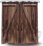 добавьте винтажное очарование в декор вашей ванной комнаты с занавеской для душа nymb old barn door - водонепроницаемые аксессуары для ванной комнаты в деревенском американском стиле с 12 крючками логотип