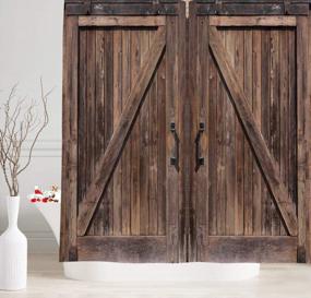 img 1 attached to Add Vintage Charm To Your Bathroom Décor With NYMB Old Barn Door Shower Curtain - Rustic American Style Waterproof Bathroom Accessories With 12 Hooks