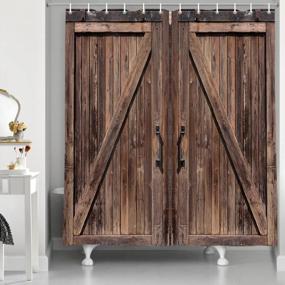 img 3 attached to Add Vintage Charm To Your Bathroom Décor With NYMB Old Barn Door Shower Curtain - Rustic American Style Waterproof Bathroom Accessories With 12 Hooks