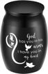 beautiful keepsake urn for ashes-1.6" tall memorial birds cremation urns-handcrafted black decorative urns for funeral-engraved "god has you in his arms, i have you in my heart" urn for sharing logo