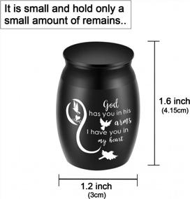 img 1 attached to Beautiful Keepsake Urn For Ashes-1.6" Tall Memorial Birds Cremation Urns-Handcrafted Black Decorative Urns For Funeral-Engraved "God Has You In His Arms, I Have You In My Heart" Urn For Sharing