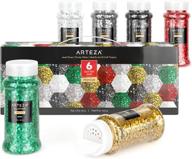 arteza chunky glitter set, 6 x 2-oz bottles of jewel-toned glitter for resin, glue, acrylic paint, and more – perfect for diy projects and holiday art supplies logo