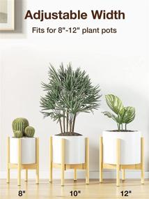 img 3 attached to Stylish And Adjustable Bamboo Plant Stand For Indoor Gardening - MUDEELA 8-12 Inches, Mid Century Modern Design (Natural)