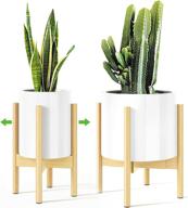 stylish and adjustable bamboo plant stand for indoor gardening - mudeela 8-12 inches, mid century modern design (natural) logo