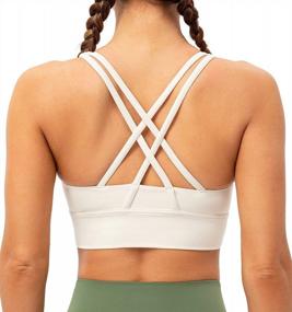 img 4 attached to Women'S Lavento Strappy Sports Bra - Longline Padded Medium Support For Yoga Training