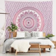americanflat mandala tapestry wall hanging - boho hippie indie colorful decoration artwork blanket for living room, bedroom or college dorm - handcrafted in india 100% cotton 90x102 purple logo