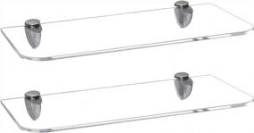 img 4 attached to 2 Pack Acrylic Glass Wall Mount Floating Shelves W/ Metal Bracket - 17" X 6" #03