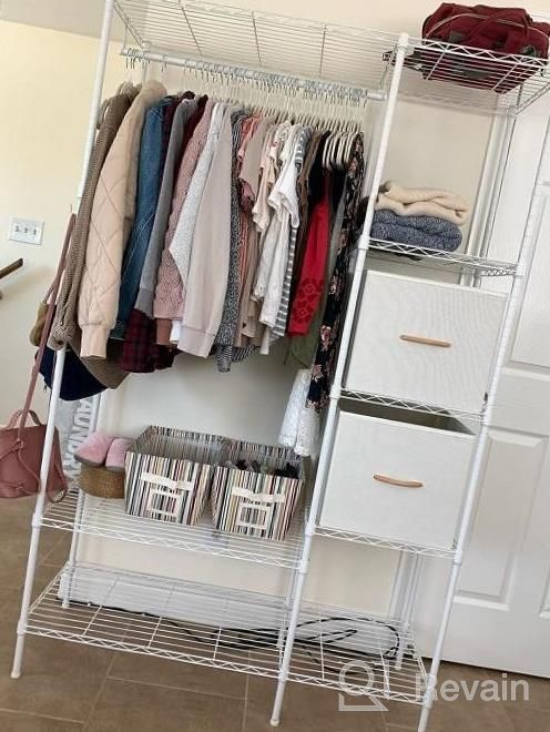 img 1 attached to VIPEK V7C 6-Tier Heavy Duty Covered Clothes Rack With 2 Fabric Drawers, Freestanding Wardrobe Metal Clothing Rack W/ Grey Oxford Fabric Cover - Max Load 562LBS review by Brittney Kutty