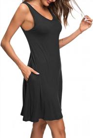 img 2 attached to Women's Summer Casual T-Shirt Dress: Beach Cover-Up, Plain Pleated Tank Dress by AUSELILY