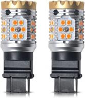 2 pack 3056 3456 4156 led turn signal light bulb with built-in resistor, 28w 1860lm bright amber yellow 2022 new - no load resistor needed, plug & play for lasfit 3156 logo