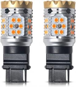 img 4 attached to 2 Pack 3056 3456 4156 LED Turn Signal Light Bulb With Built-In Resistor, 28W 1860LM Bright Amber Yellow 2022 New - No Load Resistor Needed, Plug & Play For LASFIT 3156
