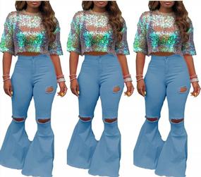 img 2 attached to Get Ready To Turn Heads: ECHOINE'S Sexy Flare Bell Bottom Skinny Leggings Denim Pants For Plus-Size Party Clubwear