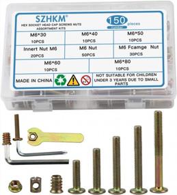 img 1 attached to SZHKM 150PCS M6 Kit Crib Screws Hardware Replacement Kit Hex Socket Head Cap Screws Nuts Zinc Plated M6 Screws Barrel Screws Furniture Screws And Bolts Assortment Kit For Baby Bed With Free Tools