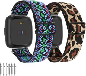 img 4 attached to (2-Pack)Limque Stretch Watch Bands Compatible With Fitbit Versa/Versa 2/Versa Lite/SE