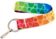 buttonsmith rainbow dots wristlet key chain lanyard - short length with flat key ring and clip - made in the usa logo