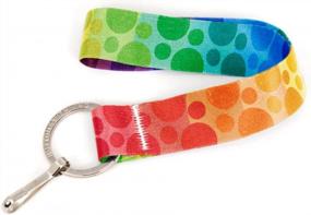 img 4 attached to Buttonsmith Rainbow Dots Wristlet Key Chain Lanyard - Short Length With Flat Key Ring And Clip - Made In The USA