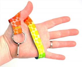 img 2 attached to Buttonsmith Rainbow Dots Wristlet Key Chain Lanyard - Short Length With Flat Key Ring And Clip - Made In The USA