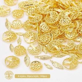 img 1 attached to 144-Piece Golden Alloy Epoxy Resin Fillers Set - Dreamcatcher, Leaf, Tree Of Life Charms And Supplies For Resin Crafting And Jewelry Making