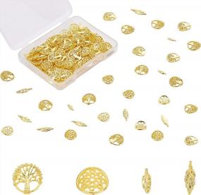 img 4 attached to 144-Piece Golden Alloy Epoxy Resin Fillers Set - Dreamcatcher, Leaf, Tree Of Life Charms And Supplies For Resin Crafting And Jewelry Making