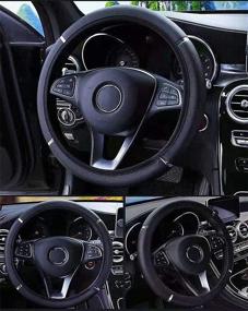 img 3 attached to 🚗 Premium ZHOL Car Steering Wheel Cover: Universal 15-Inch Elastic Wheel Accessory for Women and Men - Eco-Friendly, Sleek Black Design