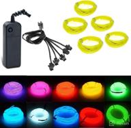 el wire lights 5x1meter led strip neon el wire with 3 modes portable battery operated for diy party decoration xmas party decoration wedding pub(fluorescent green) logo
