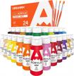 aureuo acrylic paint set 24 colors - 2 oz.(59ml) with metallic colors & brushes - art craft painting kits for canvas ceramic wood rock painting - art supplies for kids, students, beginners, artists logo