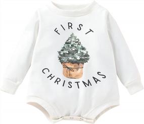 img 4 attached to Infant Baby Girl Boy Christmas Outfit First Xmas Romper Sweatshirt One Piece Bodysuit Fall Clothes 3-24M