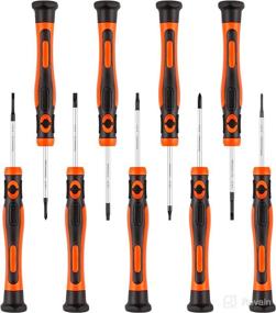 img 4 attached to 9-Piece DIFFLIFE Precision Screwdriver Set: Enhanced Durability with Chrome Vanadium Steel Shaft, Magnetic Tip, Ergonomic Grip, Swivel End Cap