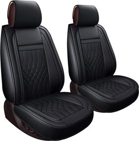 img 4 attached to 2 Front Seat Covers Fit For Ford F150 From 2015 To 2020 And Fit For F250 F350 F450 From 2017 To 2020 With Faux Leather (Black 2 PCS)