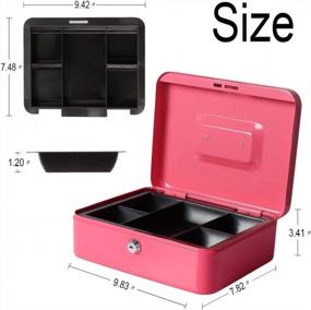 img 1 attached to 💰 Secure Pink Metal Cash Box with Money Tray, Lockable Decaller Money Box - 9 4/5" x 7 4/5" x 3 1/2