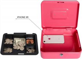 img 3 attached to 💰 Secure Pink Metal Cash Box with Money Tray, Lockable Decaller Money Box - 9 4/5" x 7 4/5" x 3 1/2